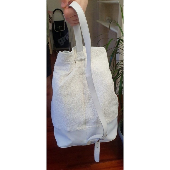 Ralph Lauren One Shoulder Backpack white leather and cotoCasual Unisex Pre-owned - Picture 3 of 13